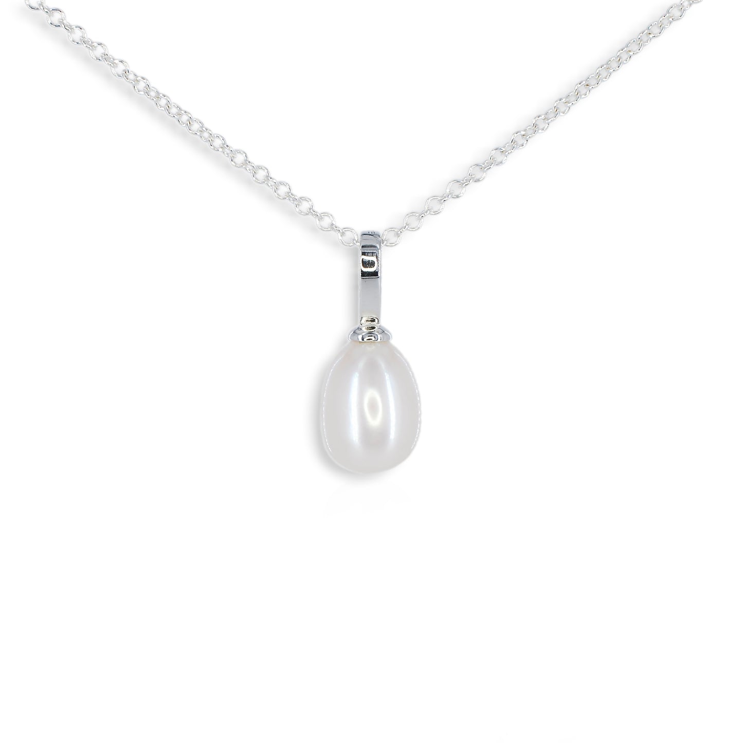 Silver Freshwater Pearl Droplet Pendant