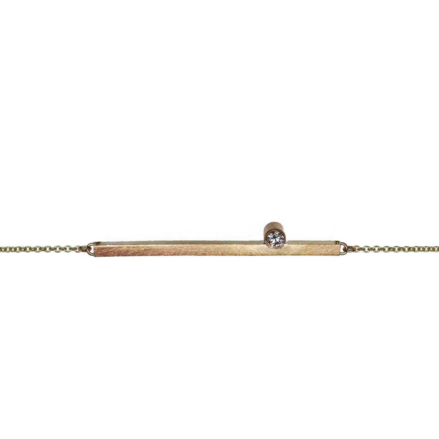 Breichled Stix Aur Melyn 9ct gyda Diemwnt Dwbl