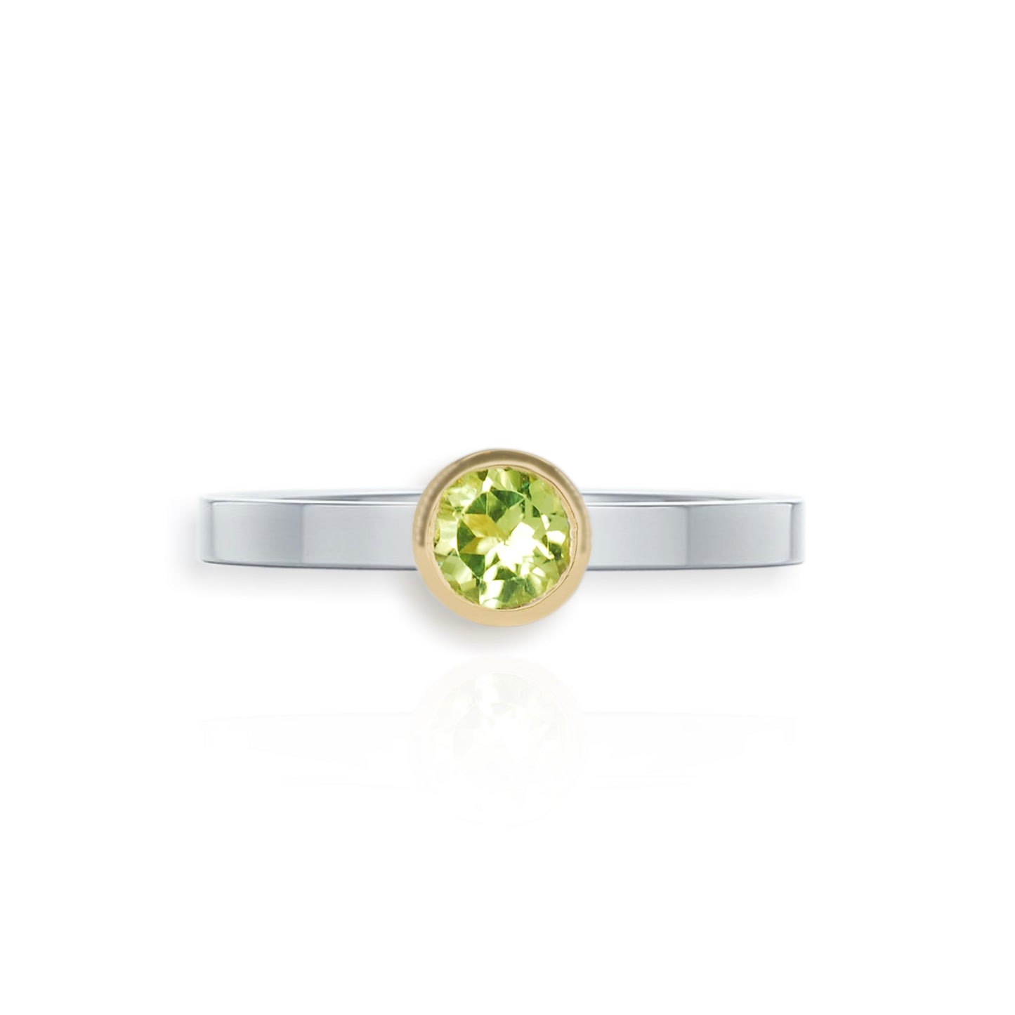 Silver & Gold Peridot Stacking Ring
