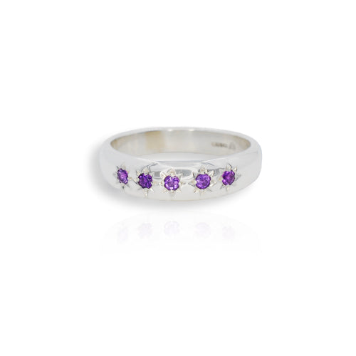 Silver Satellite Amethyst Ring