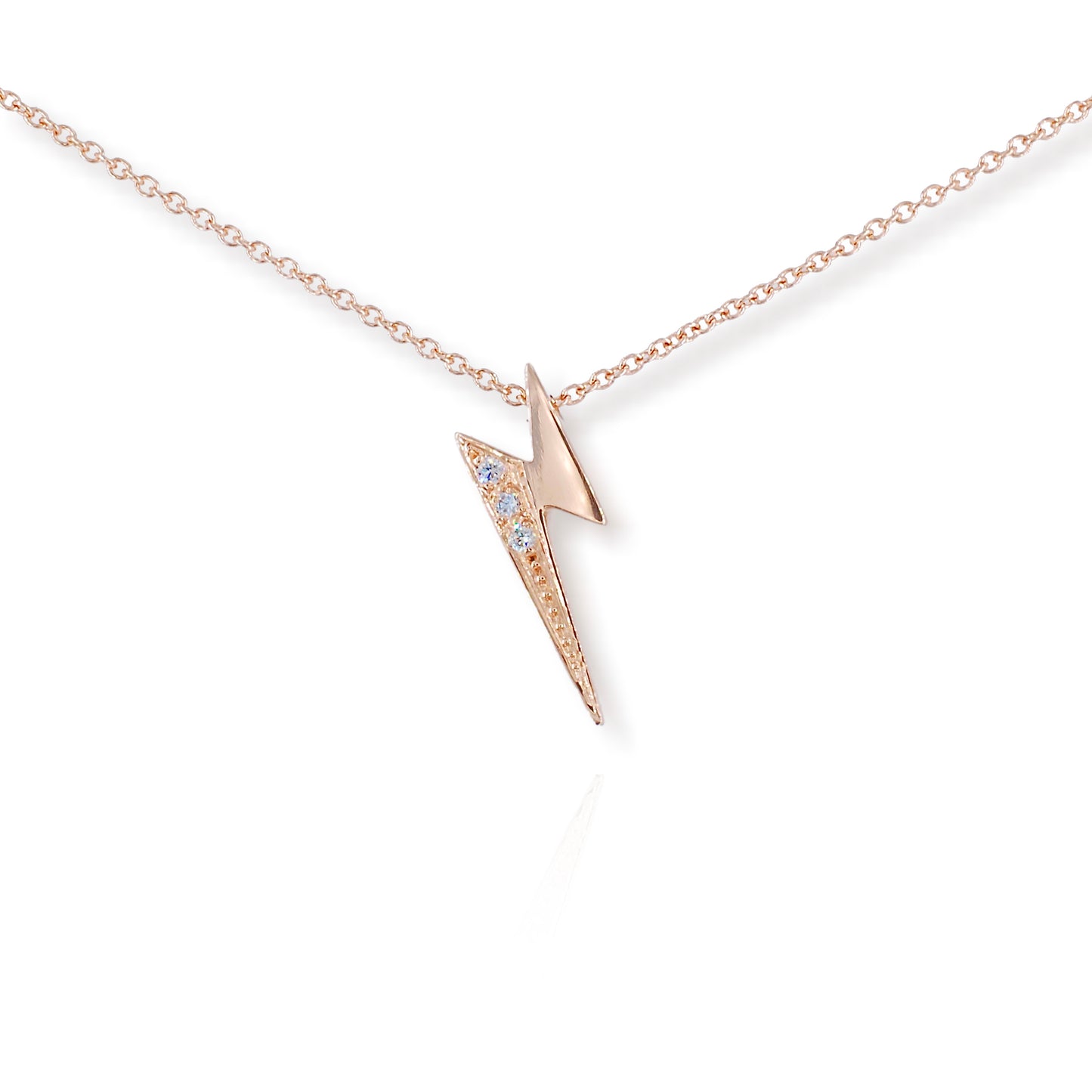 9ct Rose Gold Diamond set Lightning Pendant