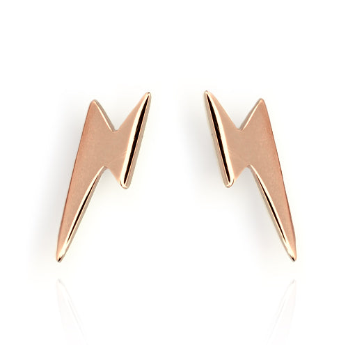 9ct Rose Gold Lightning Stud Earrings