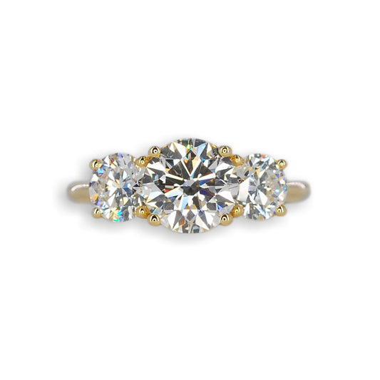 Yellow Gold 3 Stone Diamond Ring