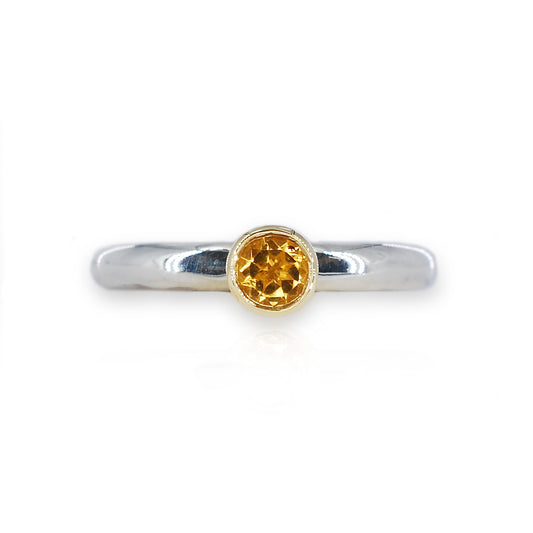 Silver & Gold Citrine Stacking Ring