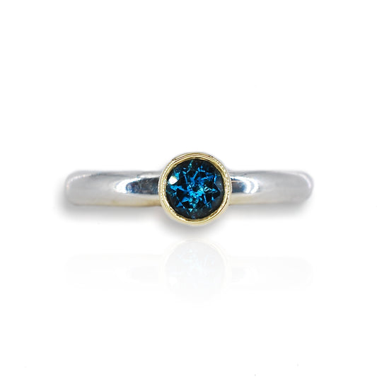 Silver & Gold London Blue Topaz Stacking Ring