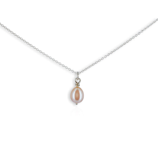 Silver Freshwater Pastel Pearl Droplet Pendant