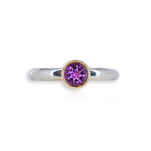 Silver & Gold Amethyst Stacking Ring