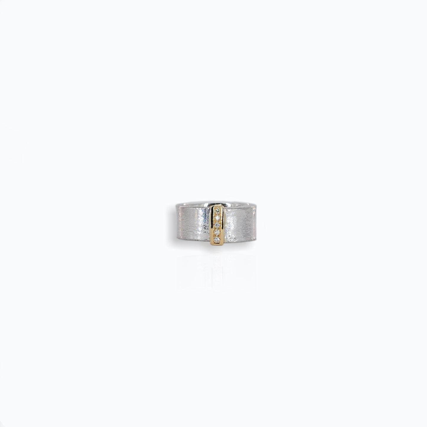 Silver Textured & 9ct Diamond Ring