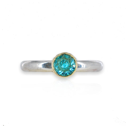 Silver & Gold Swiss Blue Topaz Stacking Ring