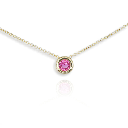 9ct Yellow Gold Pink Tourmaline Slider Pendant