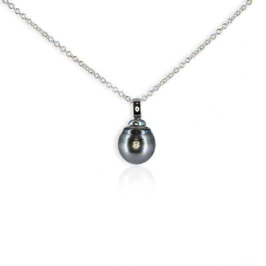 Silver Tahitian Pearl Droplet Pendant