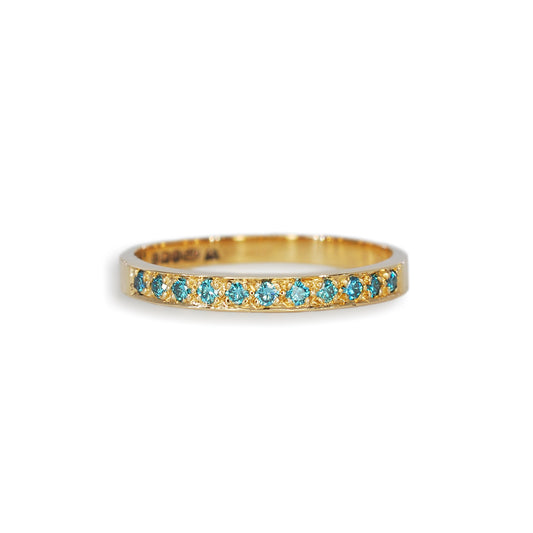 Yellow Gold Blue Diamond Eternity Ring