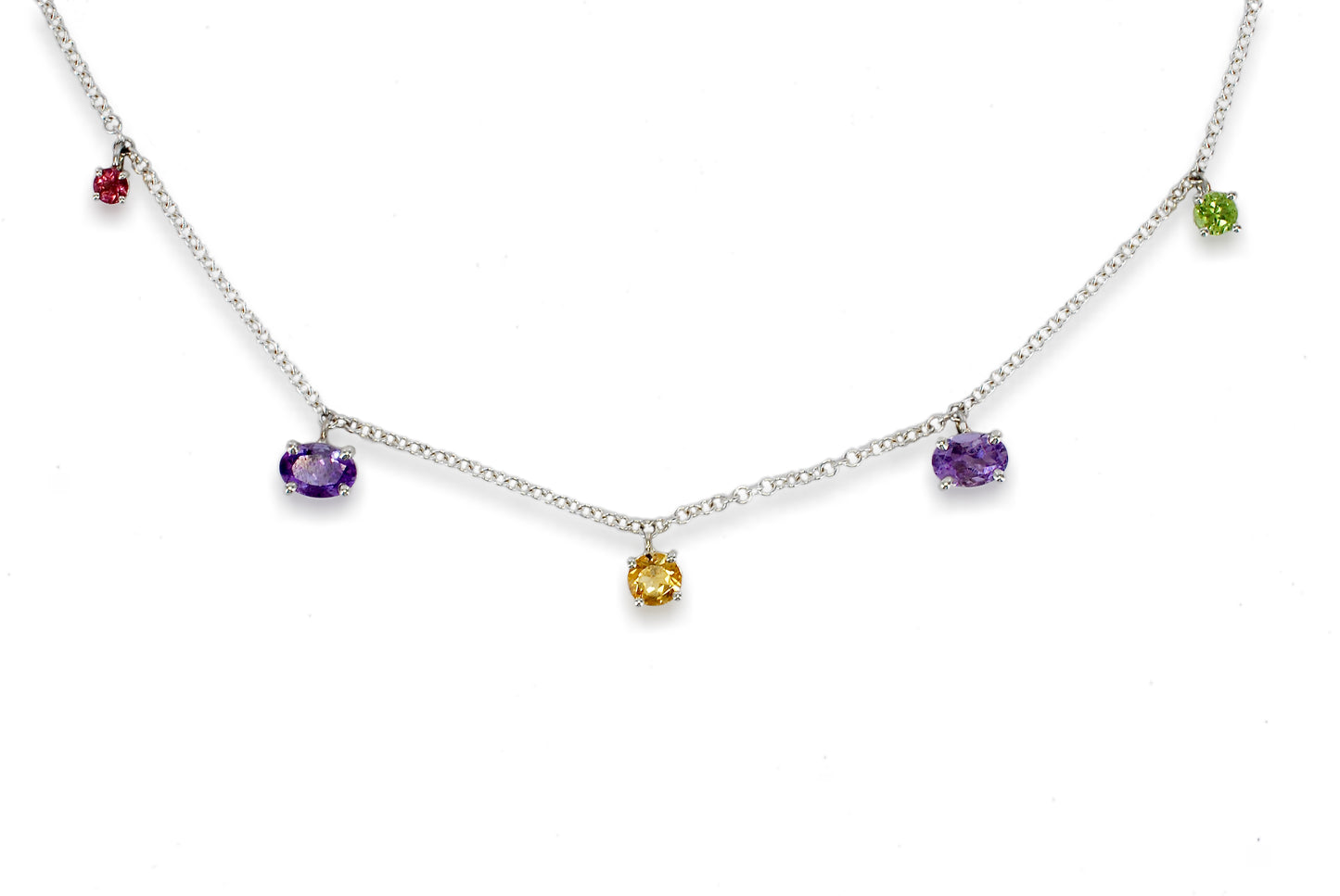 Silver Pendant set with Tourmaline, Amethyst, Citrine & Peridot.