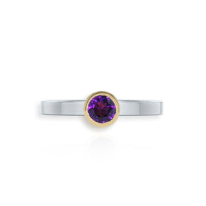 Silver & Gold Purple Amethyst Stacking Ring