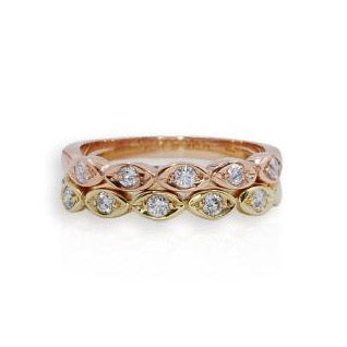 9ct Rose Gold Diamond Vintage Style Ring