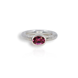 Silver Rhodolite Garnet Ring